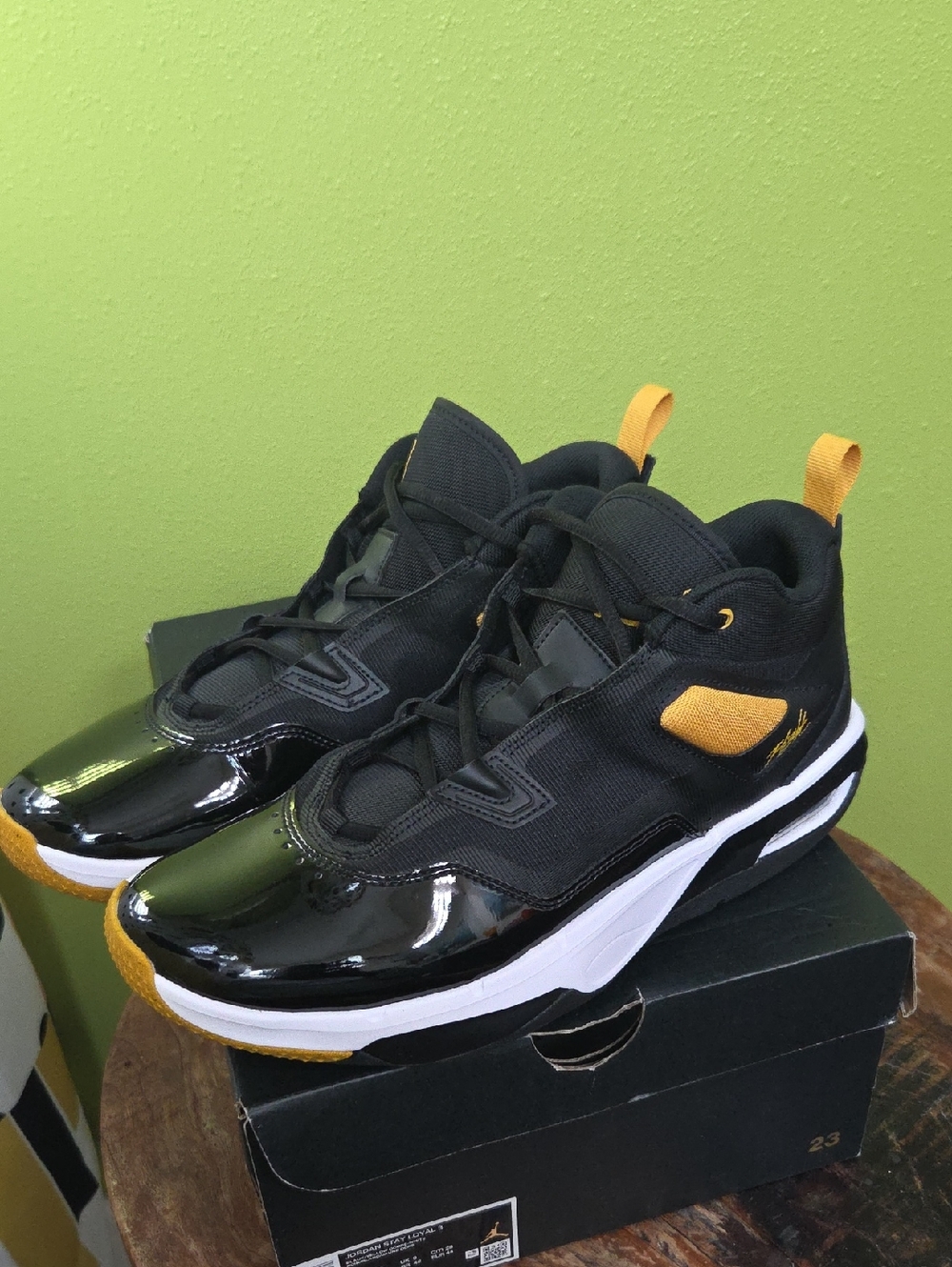 Men's Black and Yellow Athletic Sneakers